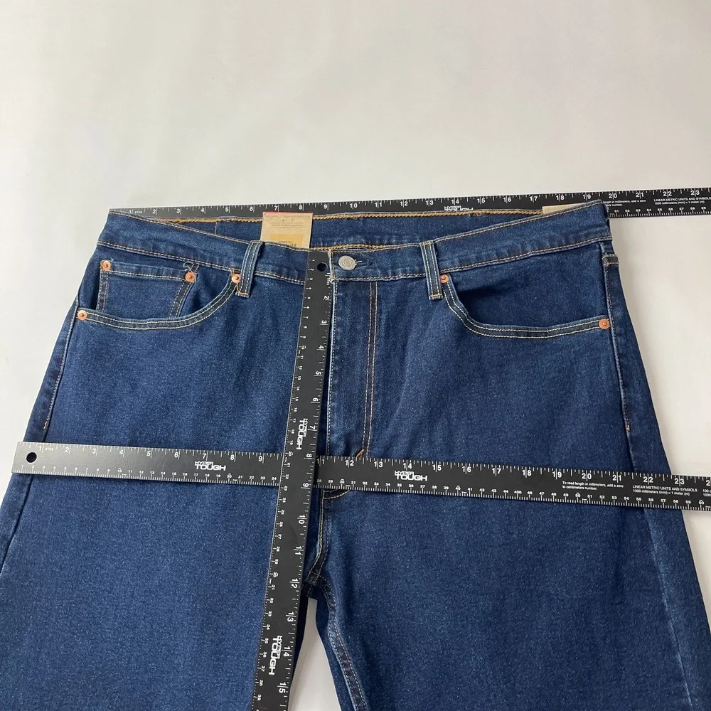Levis Jeans Mens 38x32 Blue 505 Regular Straight Dark Wash Stretch Denim Cowboy